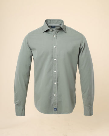 Camisa Casual 100% Algodão em Verde Seco